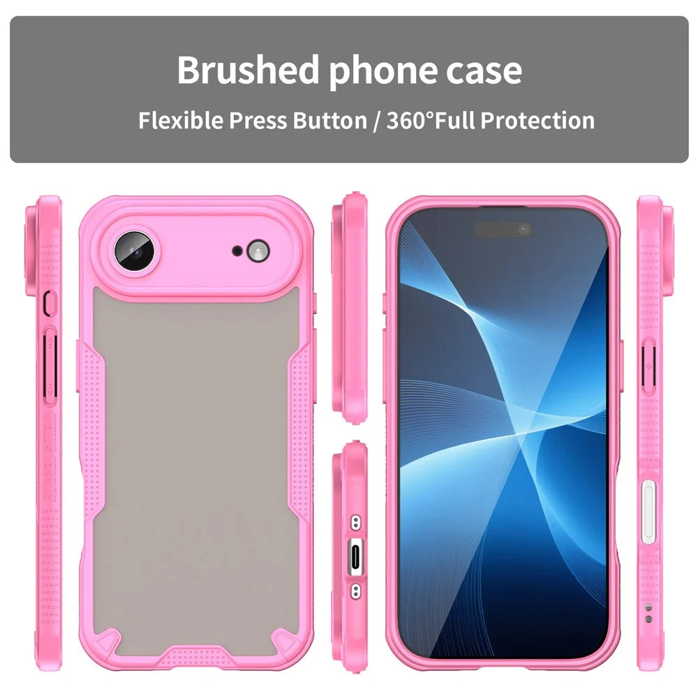 For iPhone Air Case PC + TPU Semi-Transparent Frosted Finish Protective Phone Cover - Pink - 3