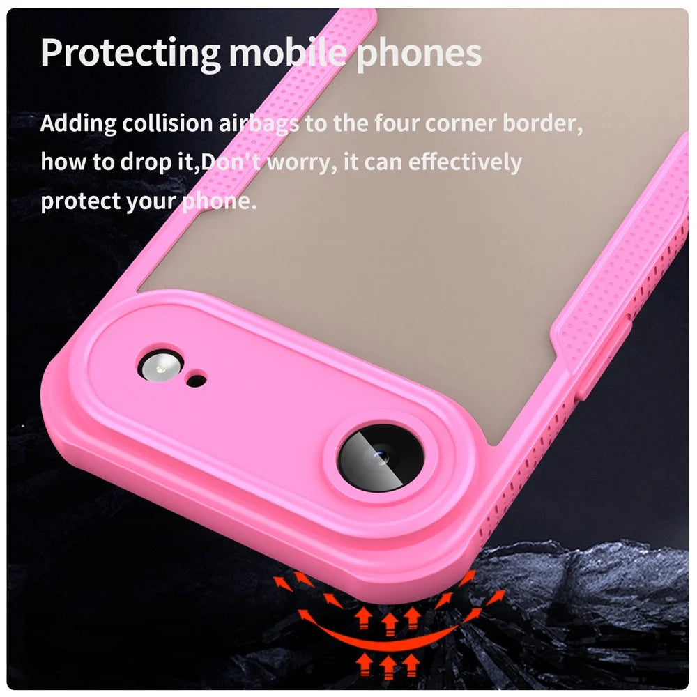 For iPhone Air Case PC + TPU Semi-Transparent Frosted Finish Protective Phone Cover - Pink - 5
