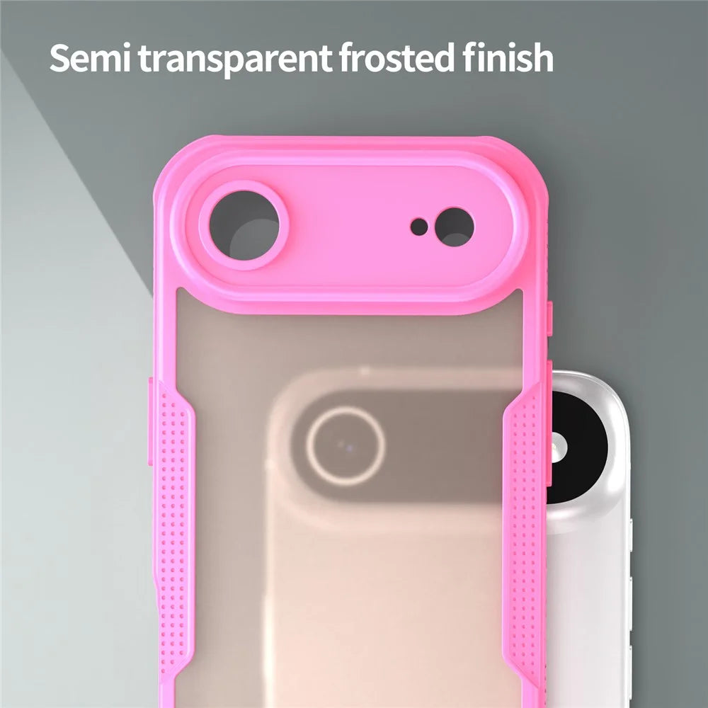 For iPhone Air Case PC + TPU Semi-Transparent Frosted Finish Protective Phone Cover - Pink - 6