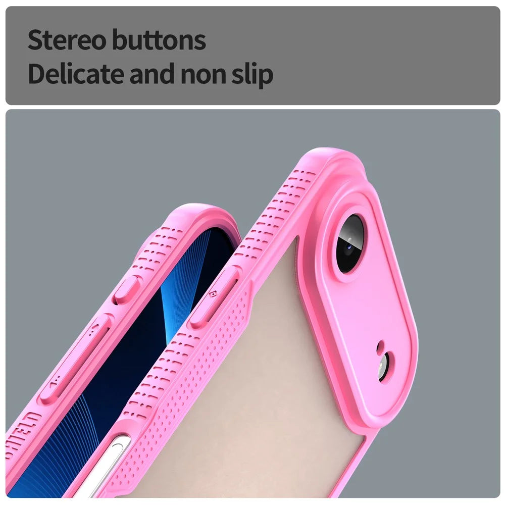 For iPhone Air Case PC + TPU Semi-Transparent Frosted Finish Protective Phone Cover - Pink - 7