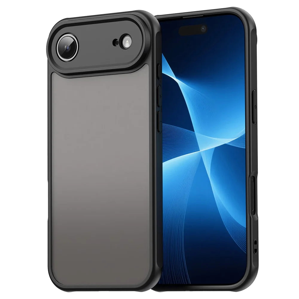 For iPhone Air Case Drop Proof Airbags Frosted Translucent PC + TPU Phone Back Cover - Black - 1