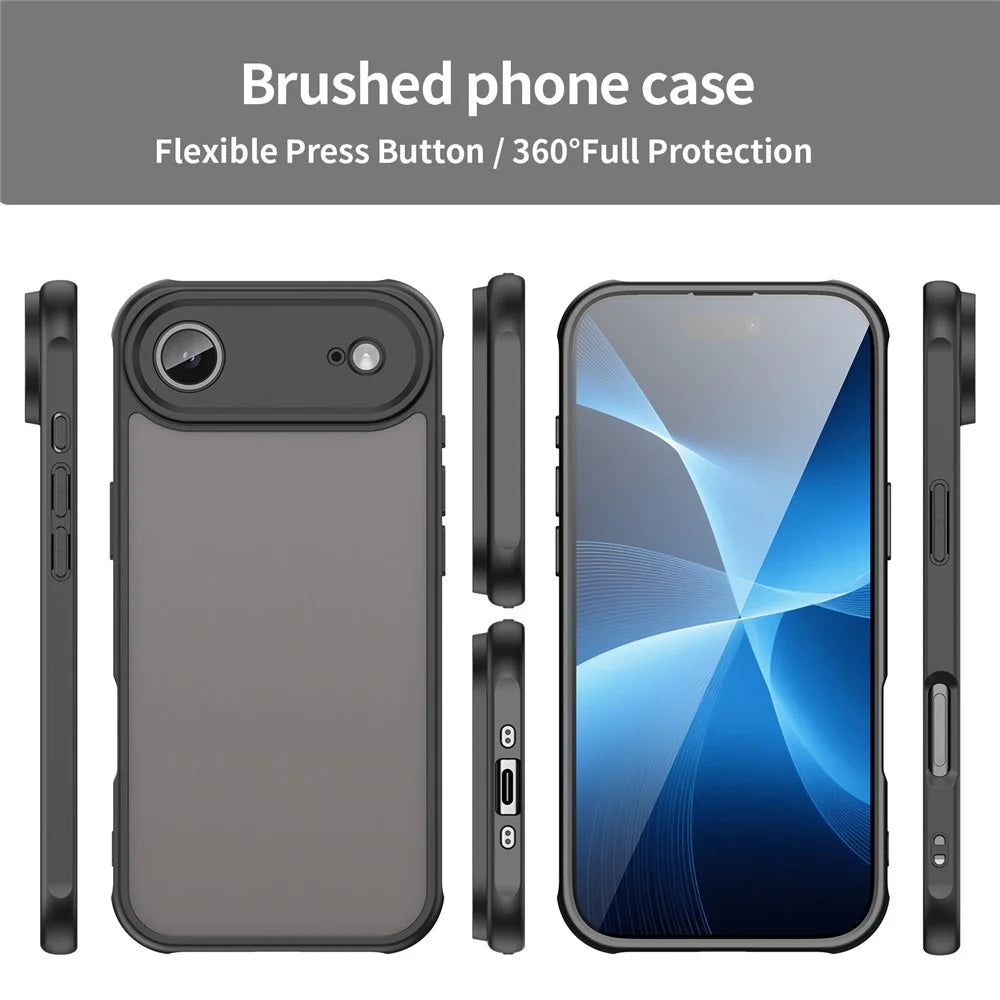 For iPhone Air Case Drop Proof Airbags Frosted Translucent PC + TPU Phone Back Cover - Black - 3