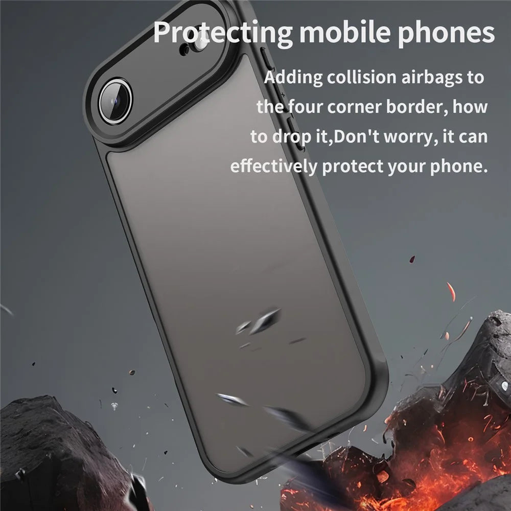 For iPhone Air Case Drop Proof Airbags Frosted Translucent PC + TPU Phone Back Cover - Black - 5