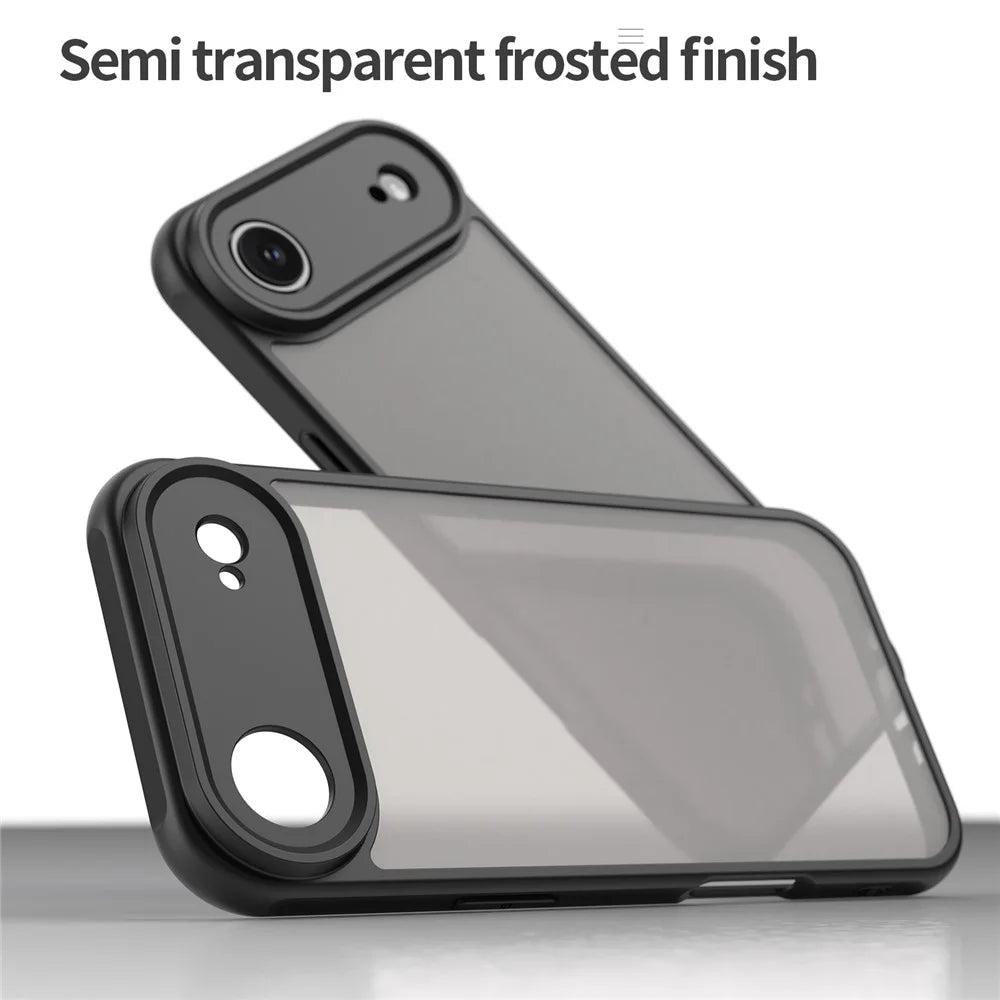 For iPhone Air Case Drop Proof Airbags Frosted Translucent PC + TPU Phone Back Cover - Black - 6