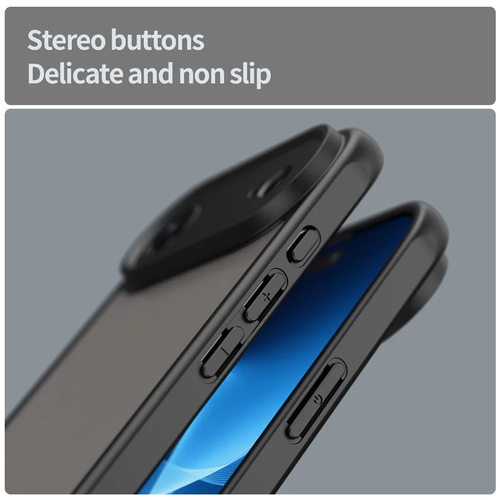 For iPhone Air Case Drop Proof Airbags Frosted Translucent PC + TPU Phone Back Cover - Black - 7