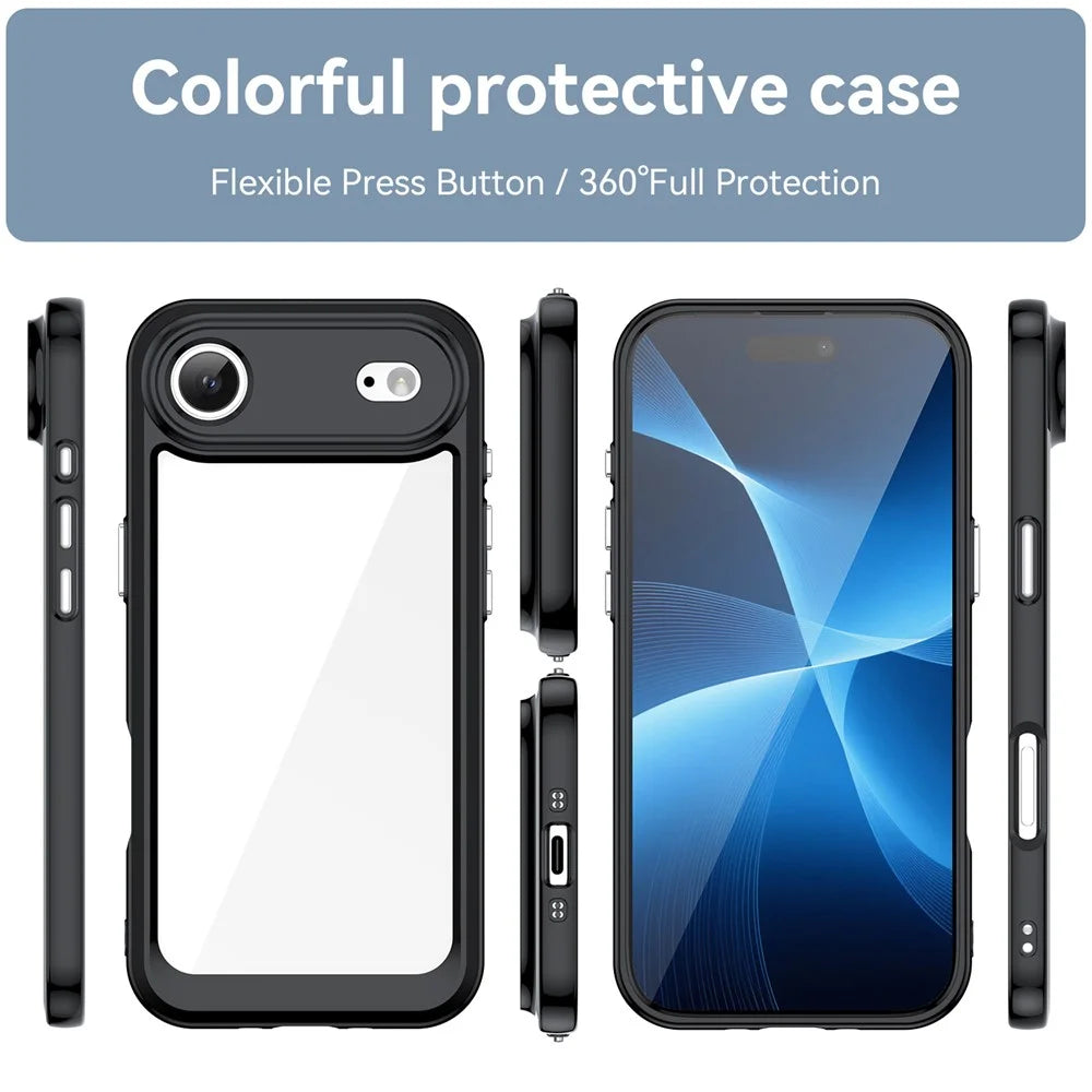For iPhone Air Case TPU + Acrylic Protective Clear Phone Cover - Black - 2