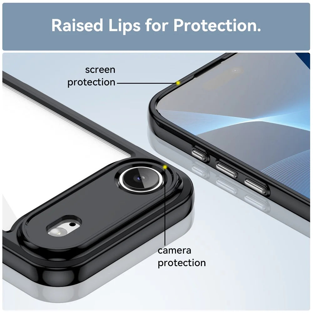 For iPhone Air Case TPU + Acrylic Protective Clear Phone Cover - Black - 6
