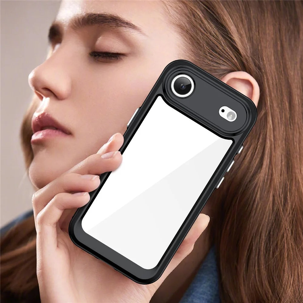 For iPhone Air Case TPU + Acrylic Protective Clear Phone Cover - Black - 7