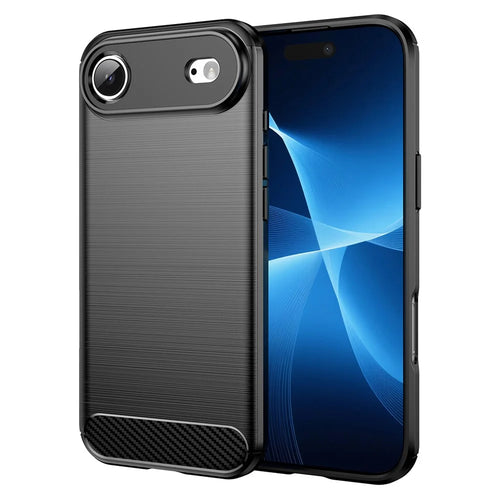 For iPhone Air Case Protective Phone Cover Carbon Fiber Texture Brushed - Black - 1