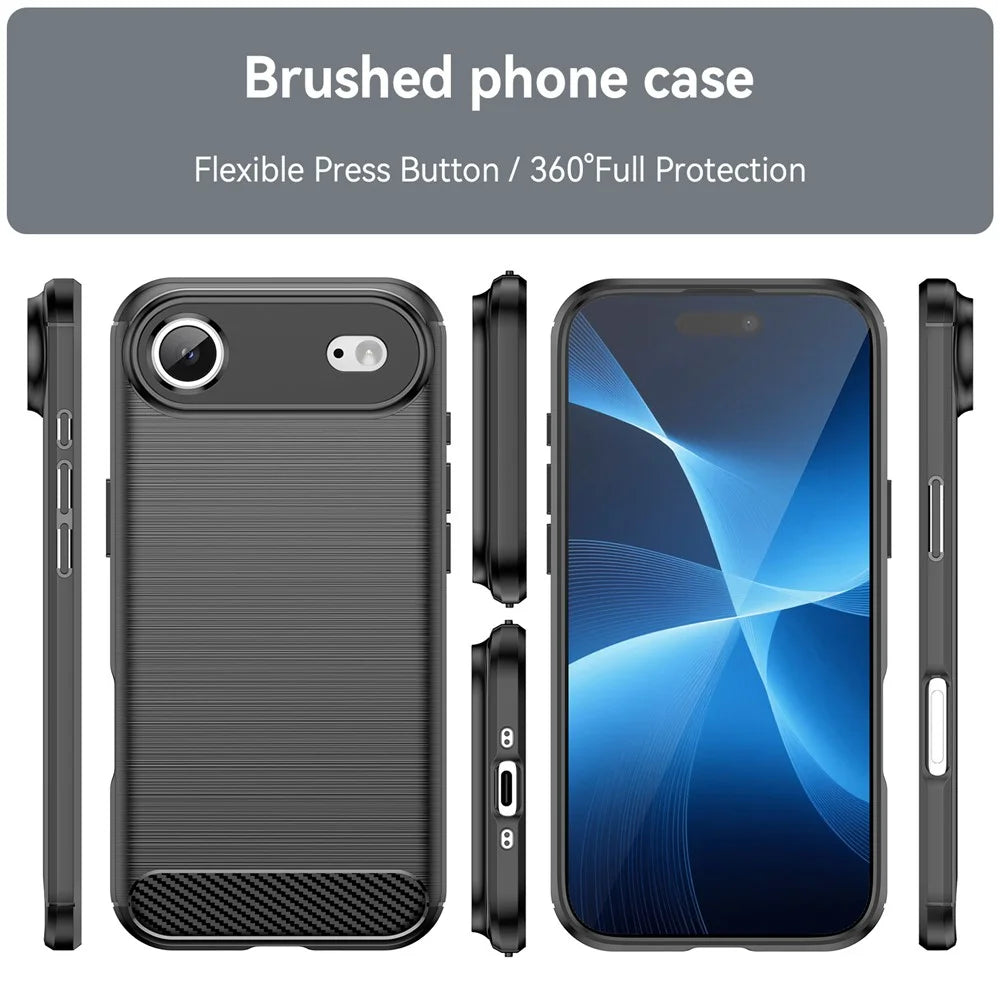 For iPhone Air Case Protective Phone Cover Carbon Fiber Texture Brushed - Black - 3