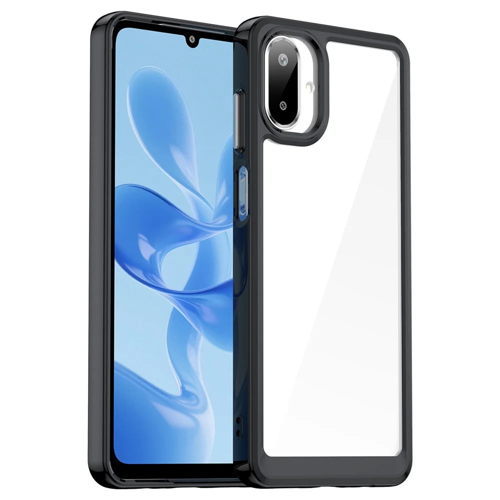 For Samsung Galaxy A07 4G Case TPU + Acrylic Protective Clear Phone Cover - Black - 1