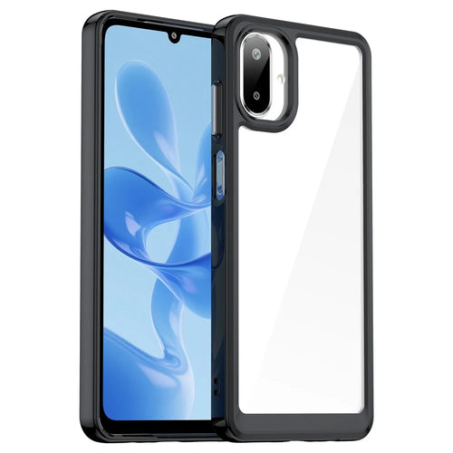 For Samsung Galaxy A07 4G Case TPU + Acrylic Protective Clear Phone Cover - Black - 1