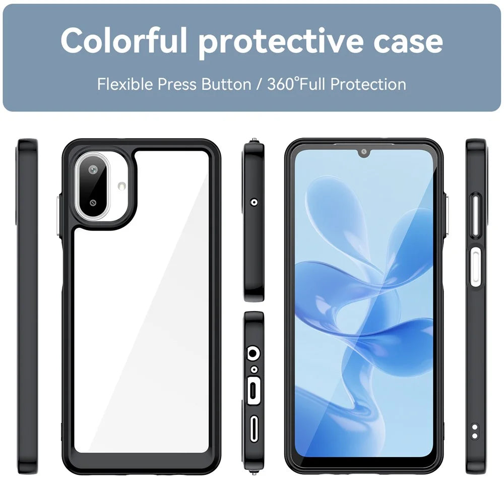 For Samsung Galaxy A07 4G Case TPU + Acrylic Protective Clear Phone Cover - Black - 2