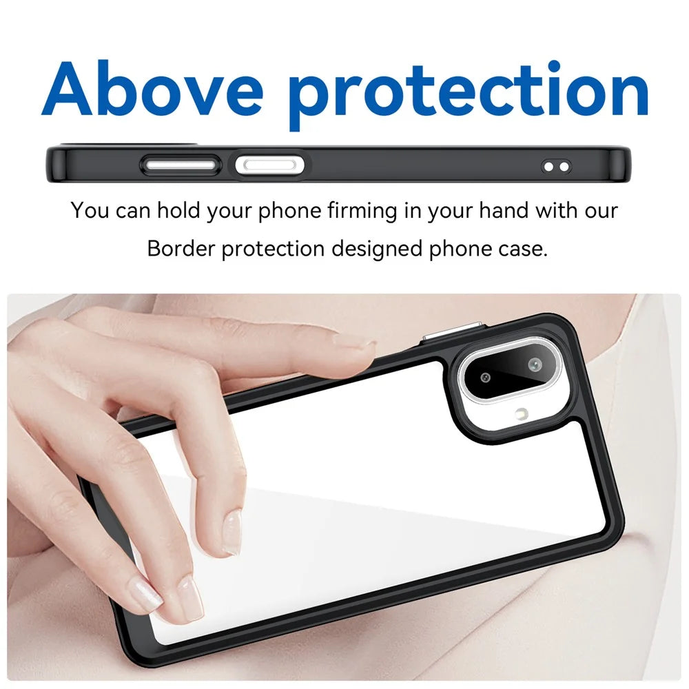 For Samsung Galaxy A07 4G Case TPU + Acrylic Protective Clear Phone Cover - Black - 4