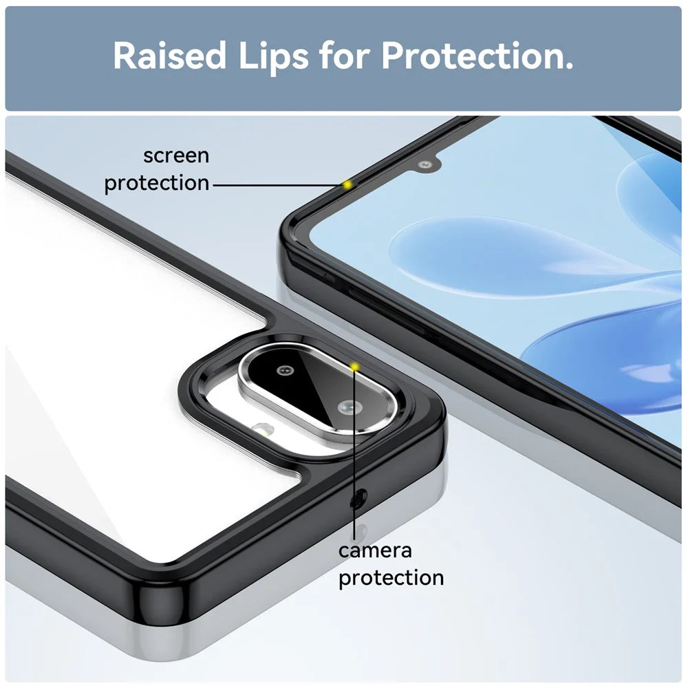 For Samsung Galaxy A07 4G Case TPU + Acrylic Protective Clear Phone Cover - Black - 6