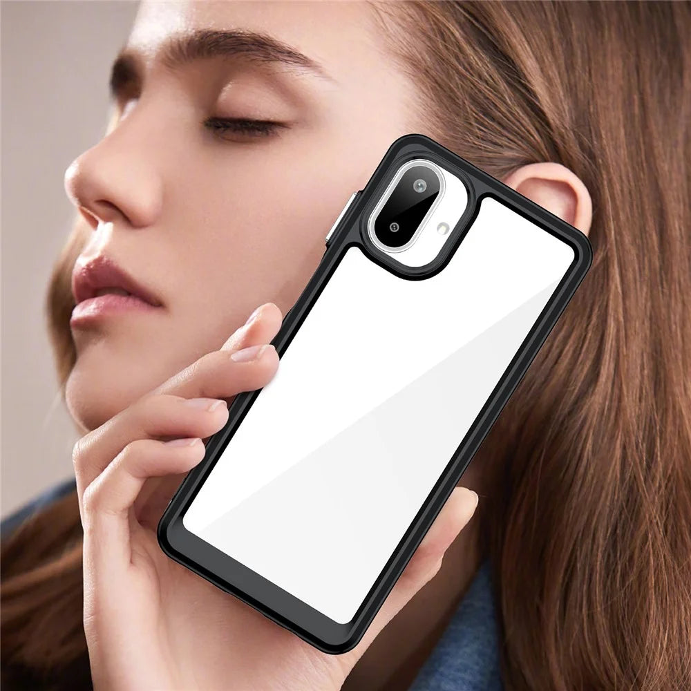 For Samsung Galaxy A07 4G Case TPU + Acrylic Protective Clear Phone Cover - Black - 7