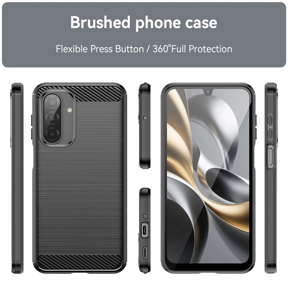 For Samsung Galaxy A17 5G / A17 4G / M17 5G / F17 5G Case Protective Phone Cover Carbon Fiber Texture Brushed - Black - 3