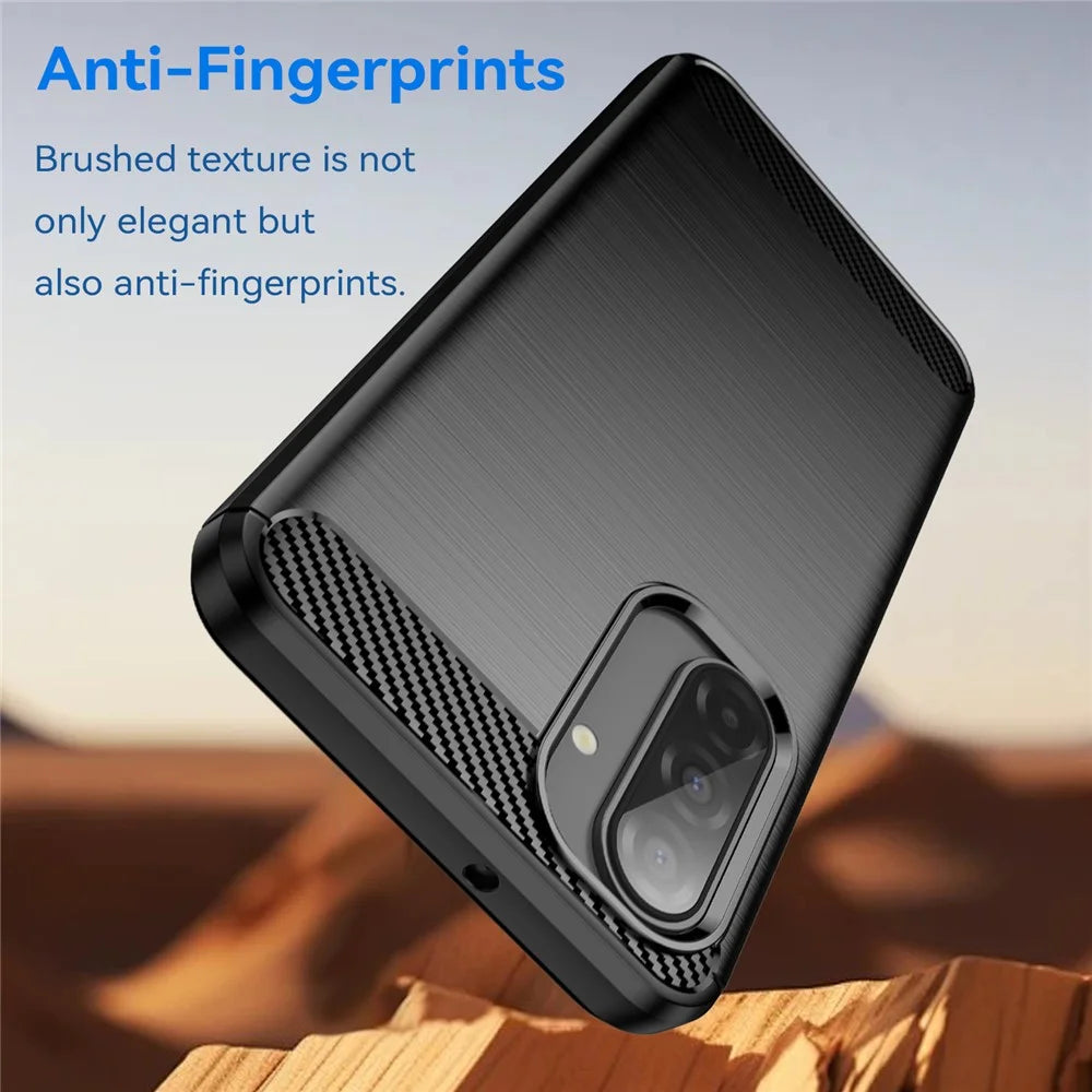 For Samsung Galaxy A17 5G / A17 4G / M17 5G / F17 5G Case Protective Phone Cover Carbon Fiber Texture Brushed - Black - 4
