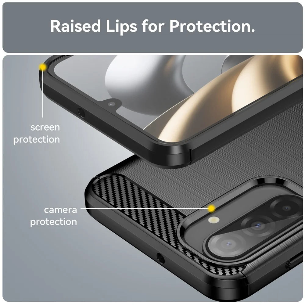 For Samsung Galaxy A17 5G / A17 4G / M17 5G / F17 5G Case Protective Phone Cover Carbon Fiber Texture Brushed - Black - 7