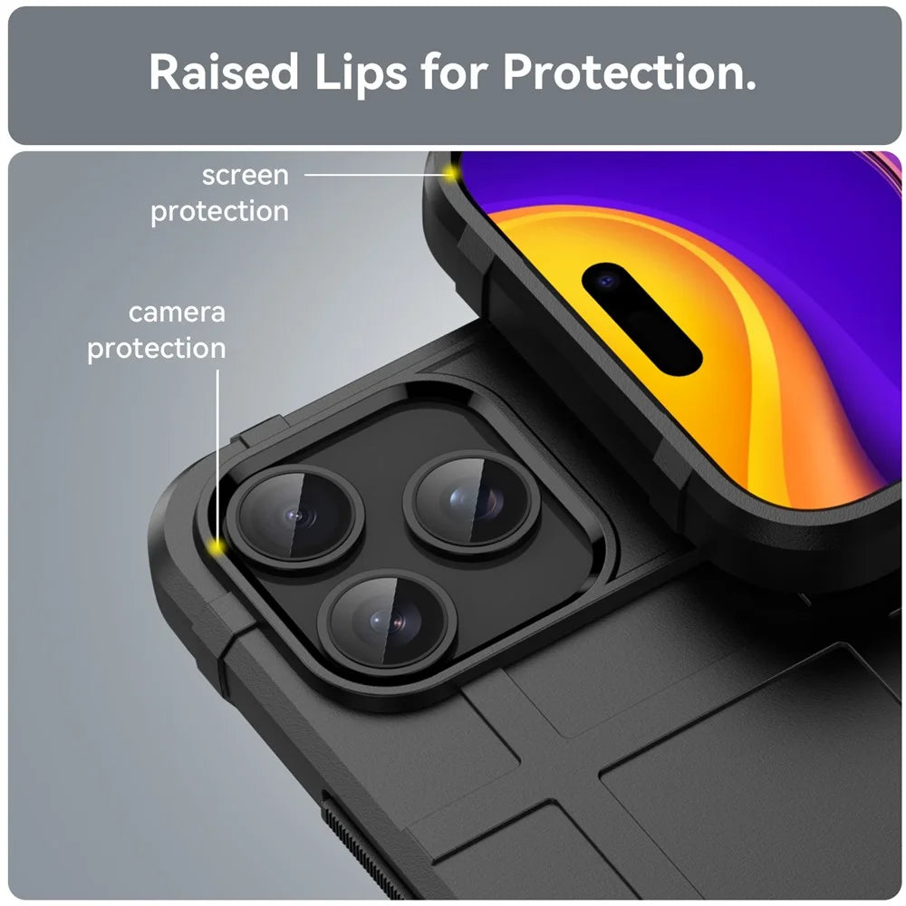 For iPhone 17 Pro Max Case Grid Design Soft TPU Scratch-Proof Phone Cover - Black - 6