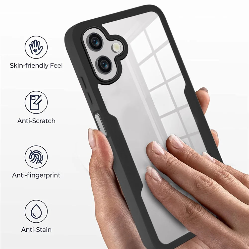 For Samsung Galaxy A08 5G / A08 4G / A07 4G Case Acrylic + TPU Clear Phone Cover with PET Screen Film - Black - 3