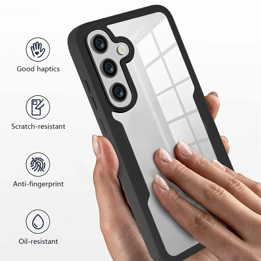For Samsung Galaxy A36 5G / A56 5G Case Acrylic + TPU Clear Phone Cover with PET Screen Film - Black - 4
