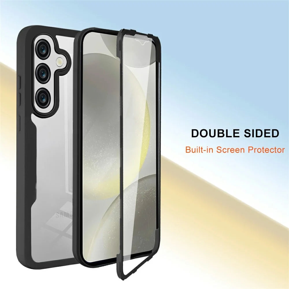 For Samsung Galaxy M36 5G Case Acrylic + TPU Clear Phone Cover with PET Screen Film - Black - 2