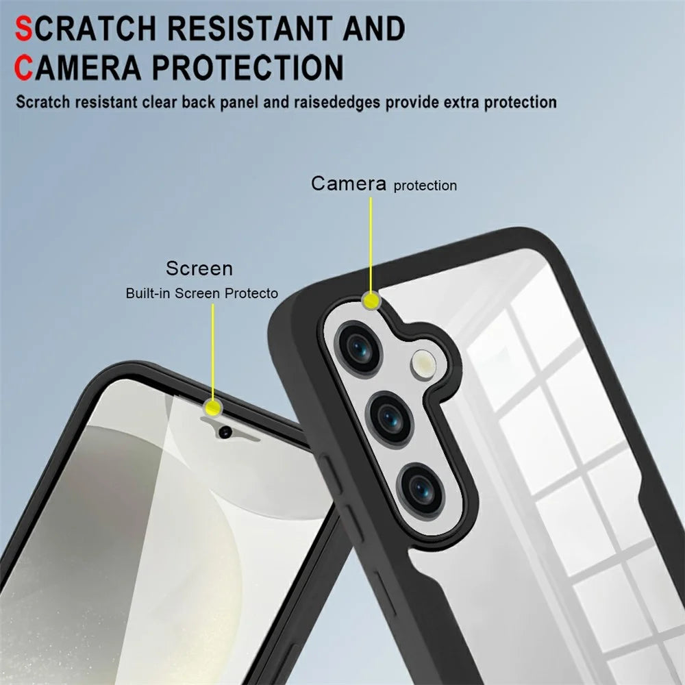 For Samsung Galaxy M36 5G Case Acrylic + TPU Clear Phone Cover with PET Screen Film - Black - 7