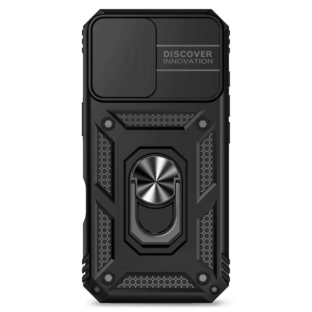 For iPhone 17 Case PC + TPU Phone Cover with Lens Protection Kickstand - Black - 3