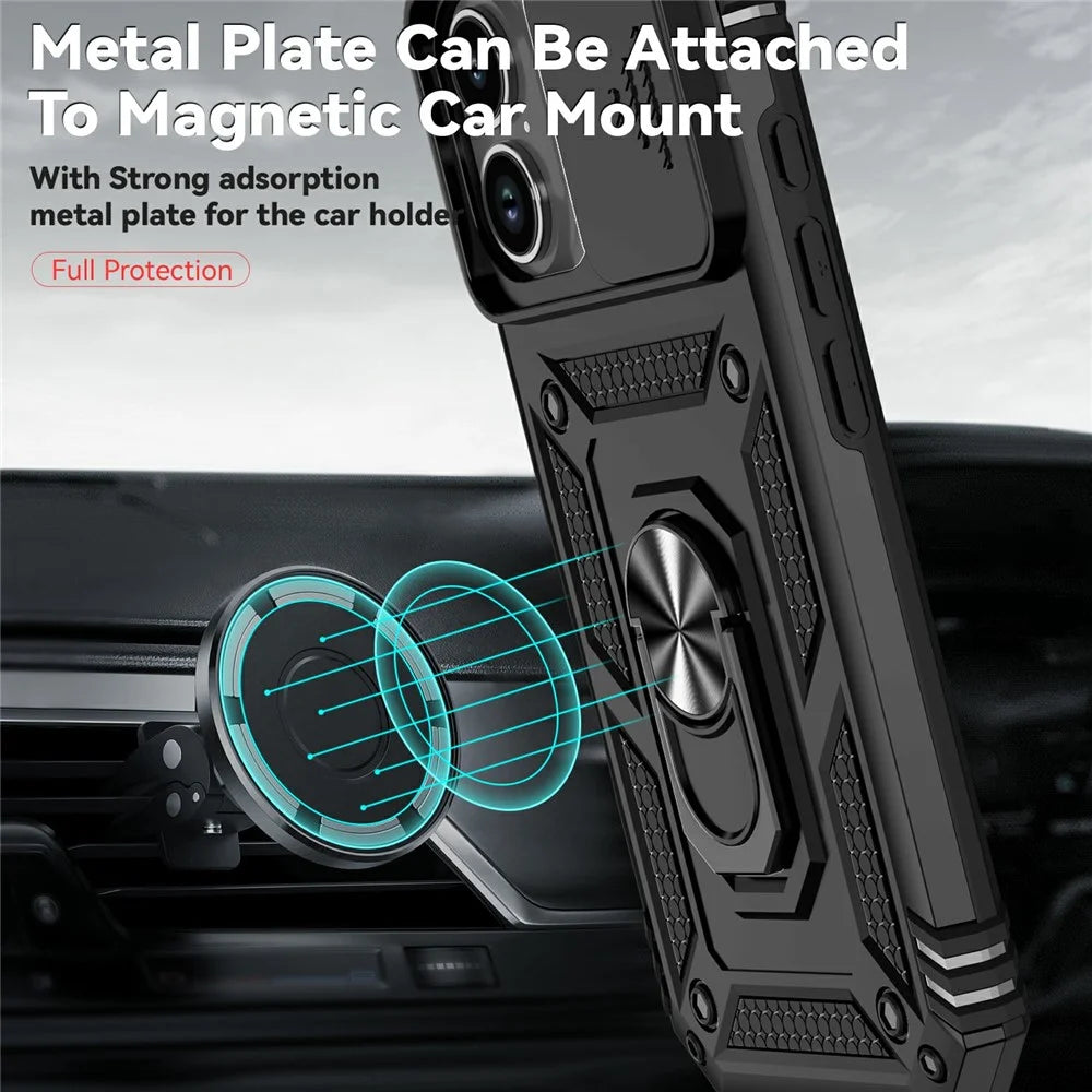 For iPhone 17 Case PC + TPU Phone Cover with Lens Protection Kickstand - Black - 5