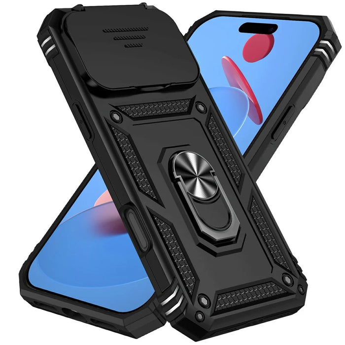 For iPhone 17 Pro Case PC + TPU Phone Cover with Lens Protection Kickstand - Black - 2