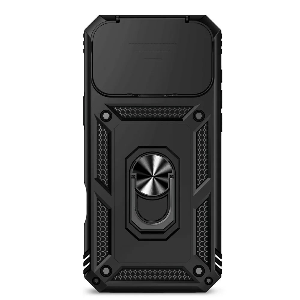For iPhone 17 Pro Max Case PC + TPU Phone Cover with Lens Protection Kickstand - Black - 3