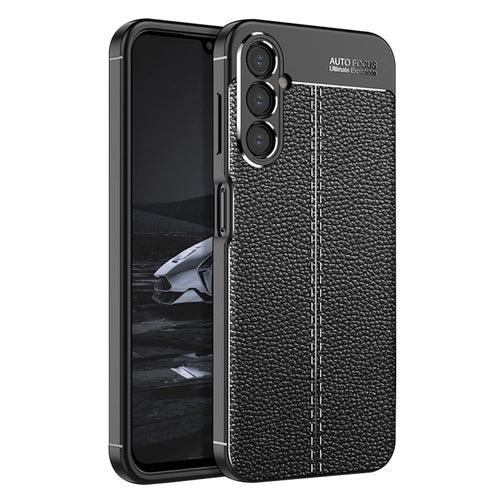 Litchi Texture TPU Case for Samsung Galaxy A14 5G / 4G, Anti-fingerprint Drop-proof Protective Phone Cover - Black - 1