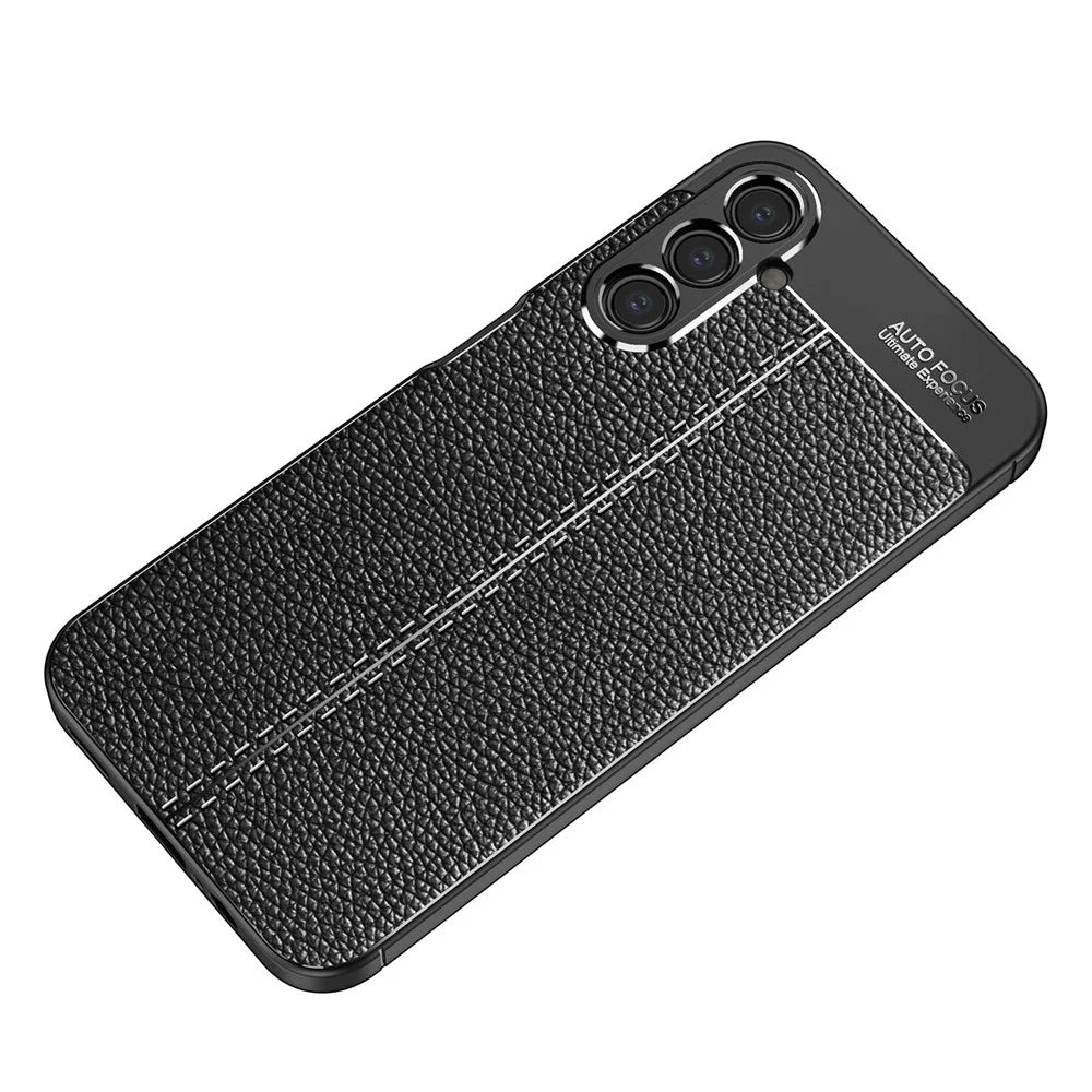 Litchi Texture TPU Case for Samsung Galaxy A14 5G / 4G, Anti-fingerprint Drop-proof Protective Phone Cover - Black - 5