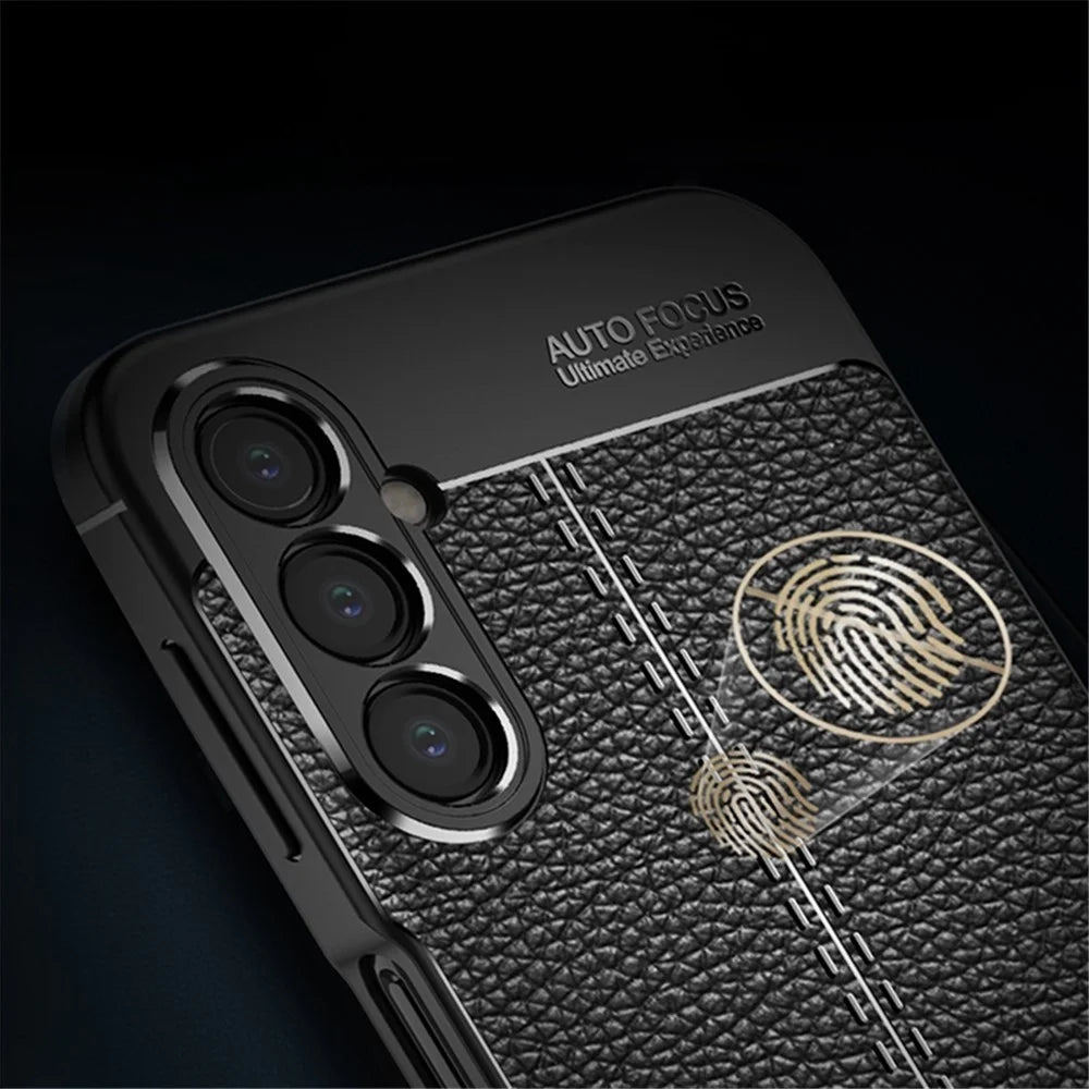 Litchi Texture TPU Case for Samsung Galaxy A14 5G / 4G, Anti-fingerprint Drop-proof Protective Phone Cover - Black - 7