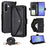 For Samsung Galaxy A36 5G Leather Case Magnetic Closure Wallet Stand Phone Cover with Crossbody Strap - Black - 1
