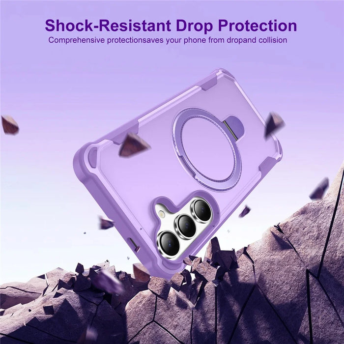 For Samsung Galaxy S25+  /  S24+ Magnetic Case Kickstand TPU + PC Shockproof Phone Back Cover - Purple - 2
