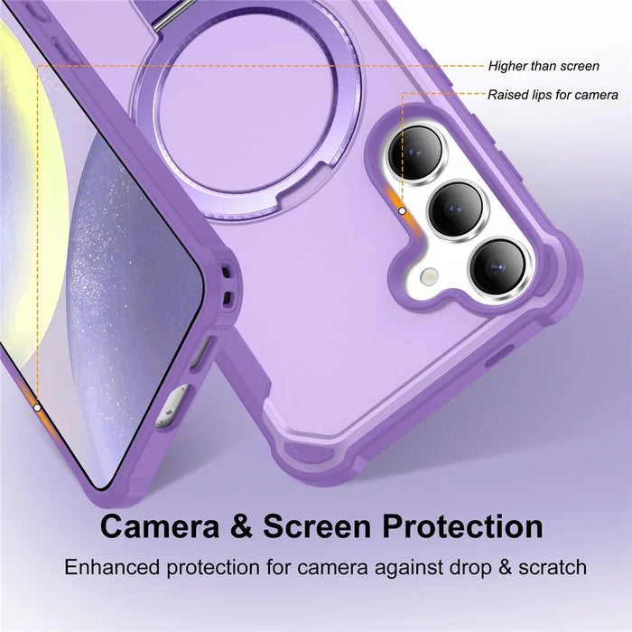 For Samsung Galaxy S25+  /  S24+ Magnetic Case Kickstand TPU + PC Shockproof Phone Back Cover - Purple - 3