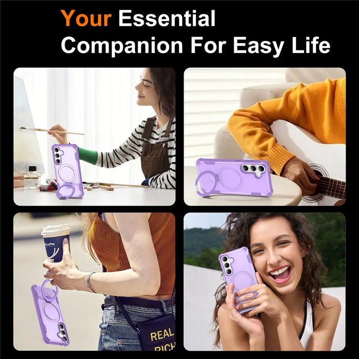 For Samsung Galaxy S25+  /  S24+ Magnetic Case Kickstand TPU + PC Shockproof Phone Back Cover - Purple - 6