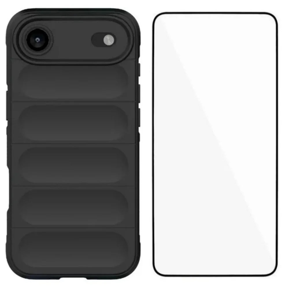 WANLONFENG For iPhone Air TPU Case  HD Series Anti Slip Phone Cover with Tempered Glass - Black - 1