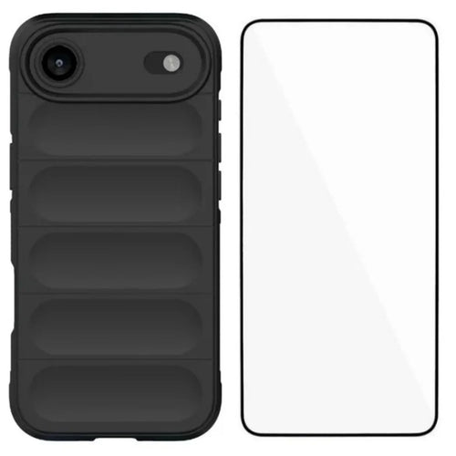 WANLONFENG For iPhone Air TPU Case  HD Series Anti Slip Phone Cover with Tempered Glass - Black - 1