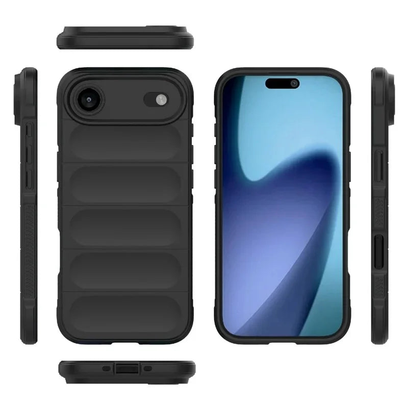 WANLONFENG For iPhone Air TPU Case  HD Series Anti Slip Phone Cover with Tempered Glass - Black - 6