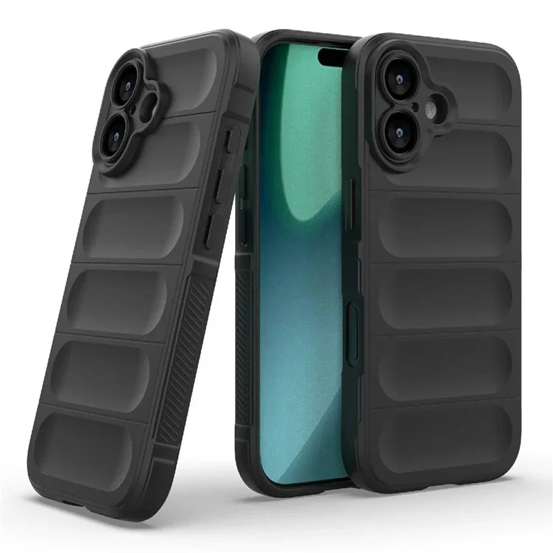 WANLONFENG For iPhone 17 TPU Case  HD Series Anti Slip Phone Cover with Tempered Glass - Black - 3