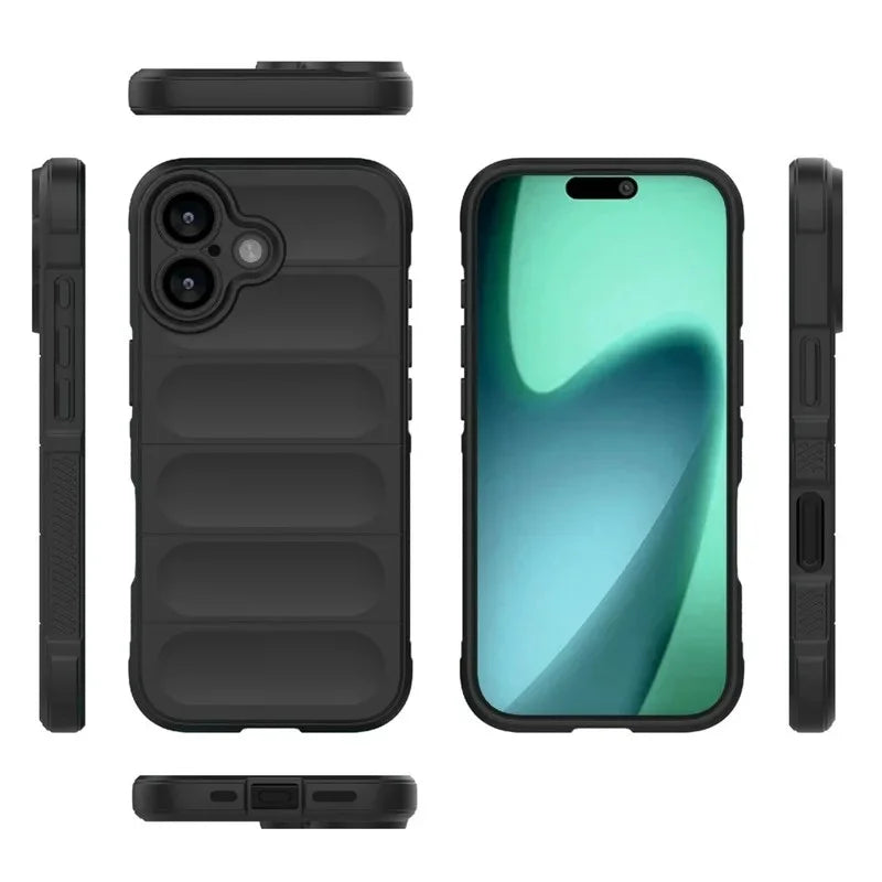 WANLONFENG For iPhone 17 TPU Case  HD Series Anti Slip Phone Cover with Tempered Glass - Black - 6