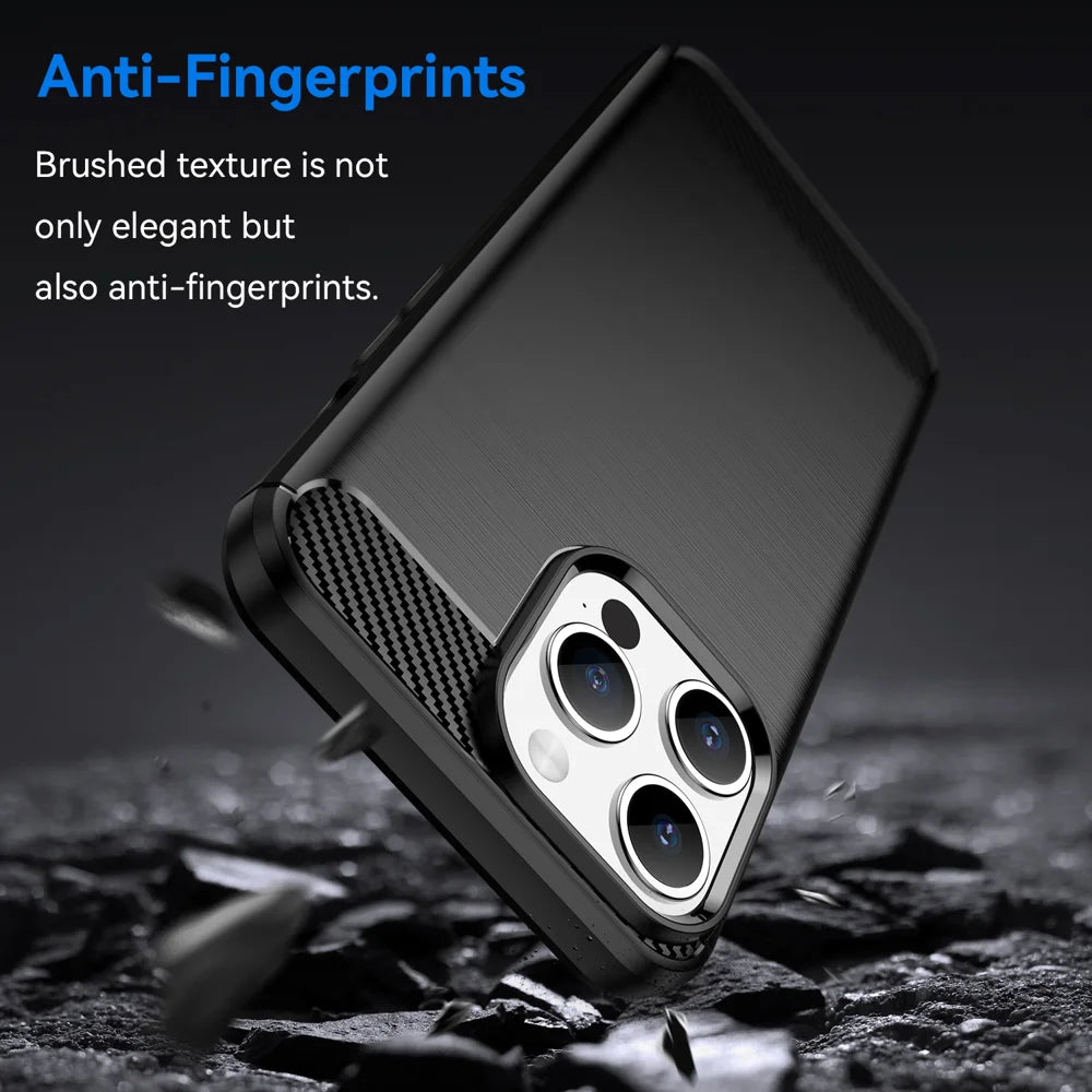 WANLONFENG For iPhone 15 Pro Case with Screen Film  LS Series Big Lens Hole Brushed Texture TPU Phone Cover - Black - 4
