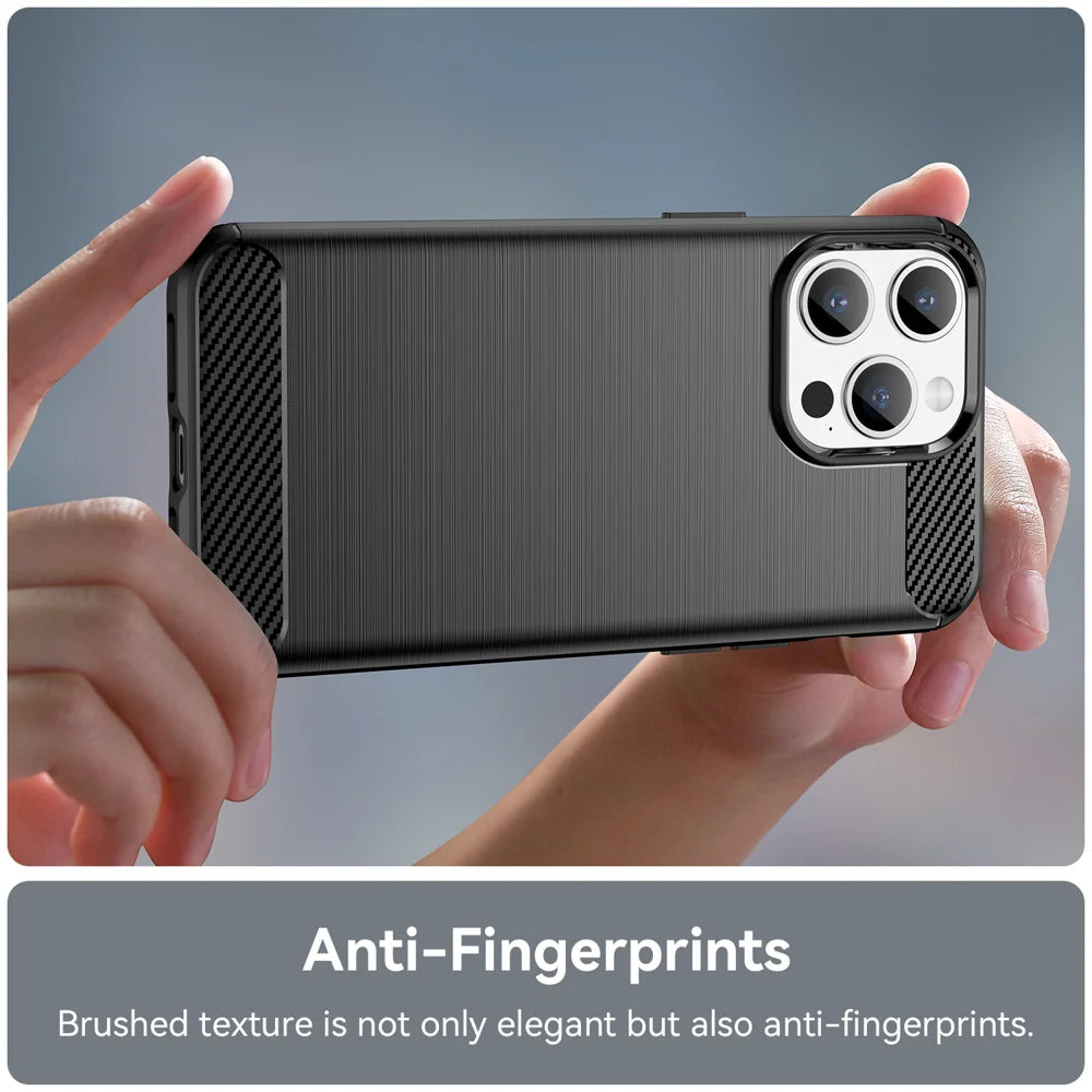 WANLONFENG For iPhone 15 Pro Case with Screen Film  LS Series Big Lens Hole Brushed Texture TPU Phone Cover - Black - 6