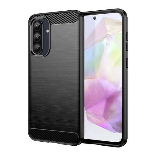 WANLONFENG For Samsung Galaxy A26 5G Case with Screen Film  LS Series Big Lens Hole Brushed Texture TPU Phone Cover - Black - 2