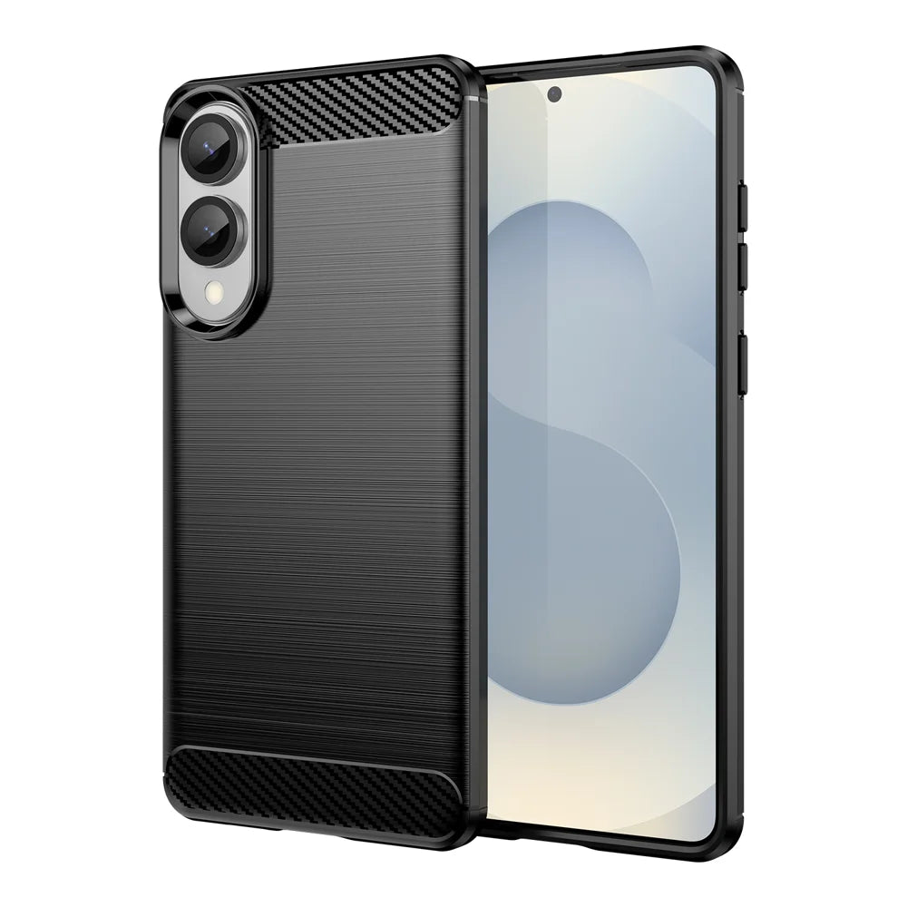 WANLONFENG For Samsung Galaxy S25 Edge Case with Screen Film  LS Series Big Lens Hole Brushed Texture TPU Phone Cover - Black - 2