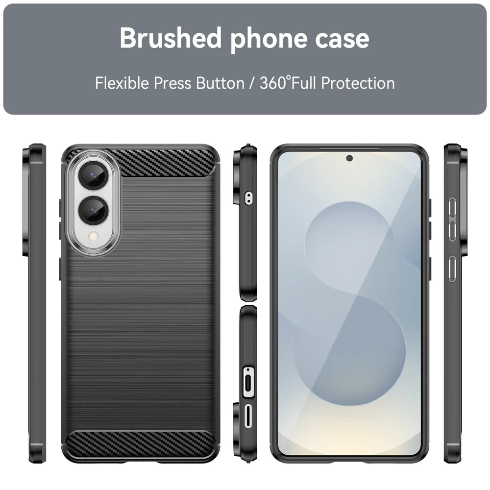 WANLONFENG For Samsung Galaxy S25 Edge Case with Screen Film  LS Series Big Lens Hole Brushed Texture TPU Phone Cover - Black - 3