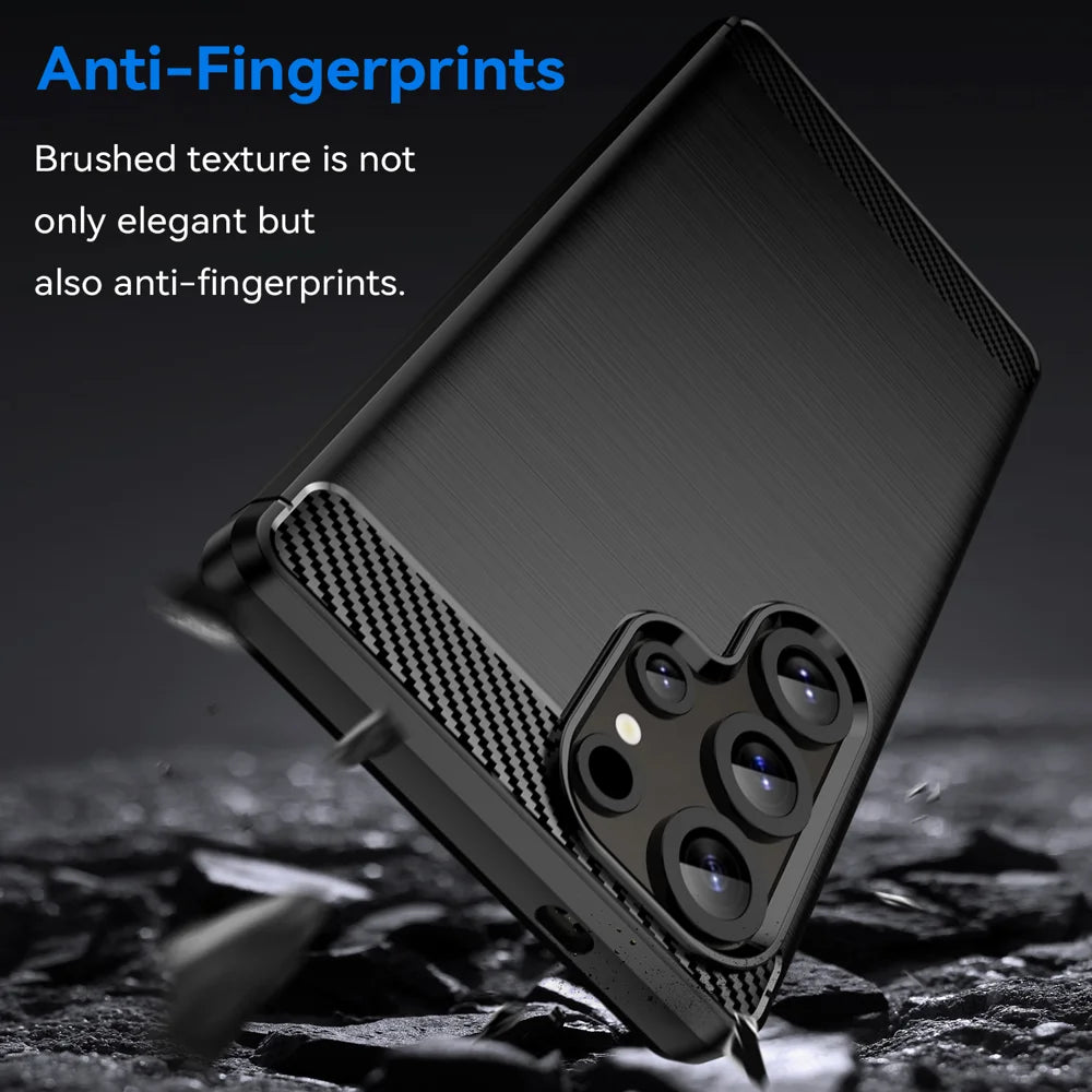 WANLONFENG For Samsung Galaxy S25 Ultra Case with Screen Film  LS Series Big Lens Hole Brushed Texture TPU Phone Cover - Black - 4